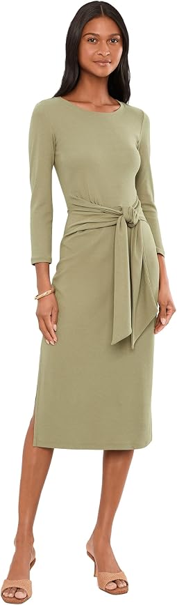 Женское платье Tie-Front Cotton-Blend Crewneck