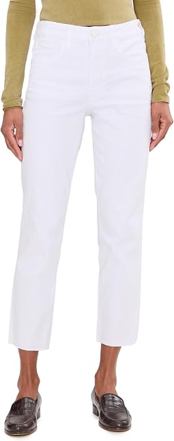 Rachael High-Rise Fab Ab Mom Raw Hem in Optic White