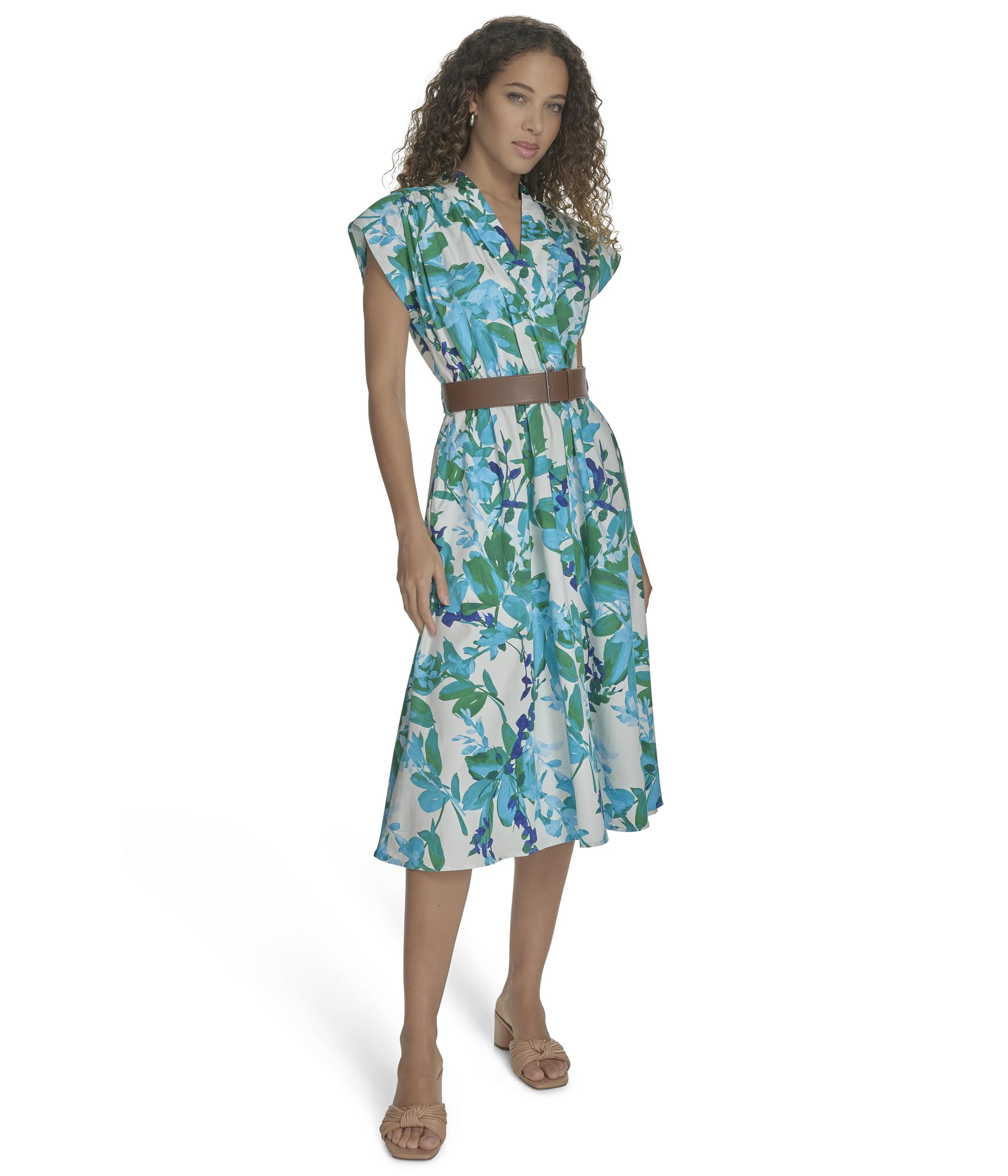 Belted Floral Cotton Aline
