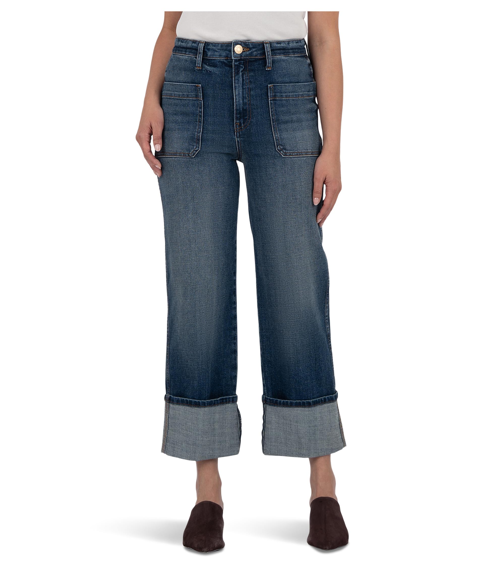 Sienna High-Rise Straight Leg-Roll Up Patch Pocket in Serene