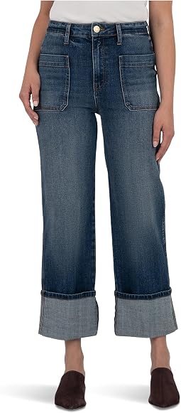 Sienna High-Rise Straight Leg-Roll Up Patch Pocket in Serene
