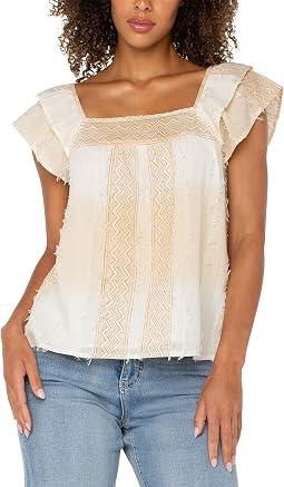Блузка Liverpool Los Angeles Square Neck Woven Short Sleeve