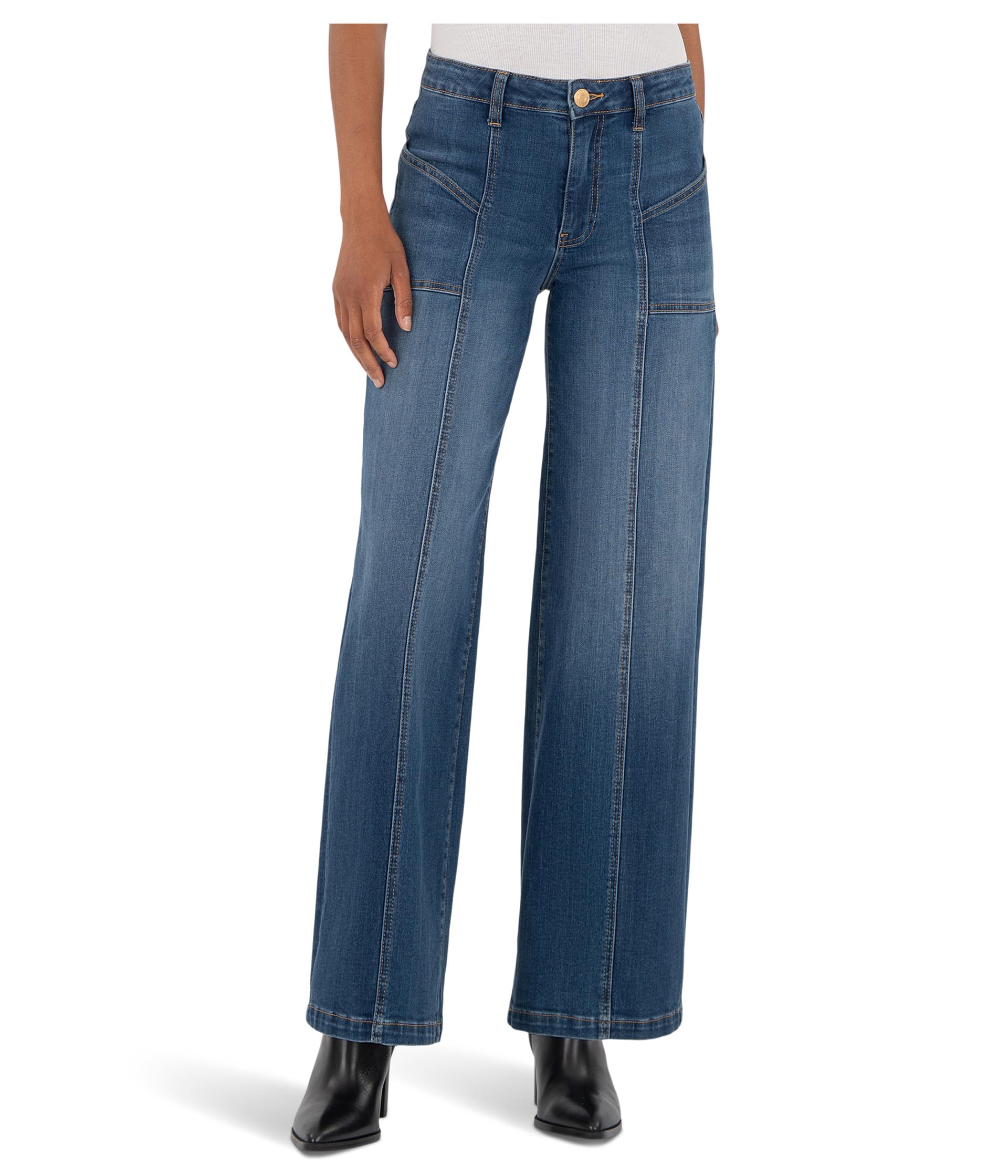 Jean High-rise Wide Front Seam Patch Front Pockets