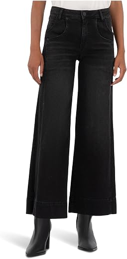 Meg High-rise Fab Ab Wide Leg Double Front Pockets Wide Hem In Glittering