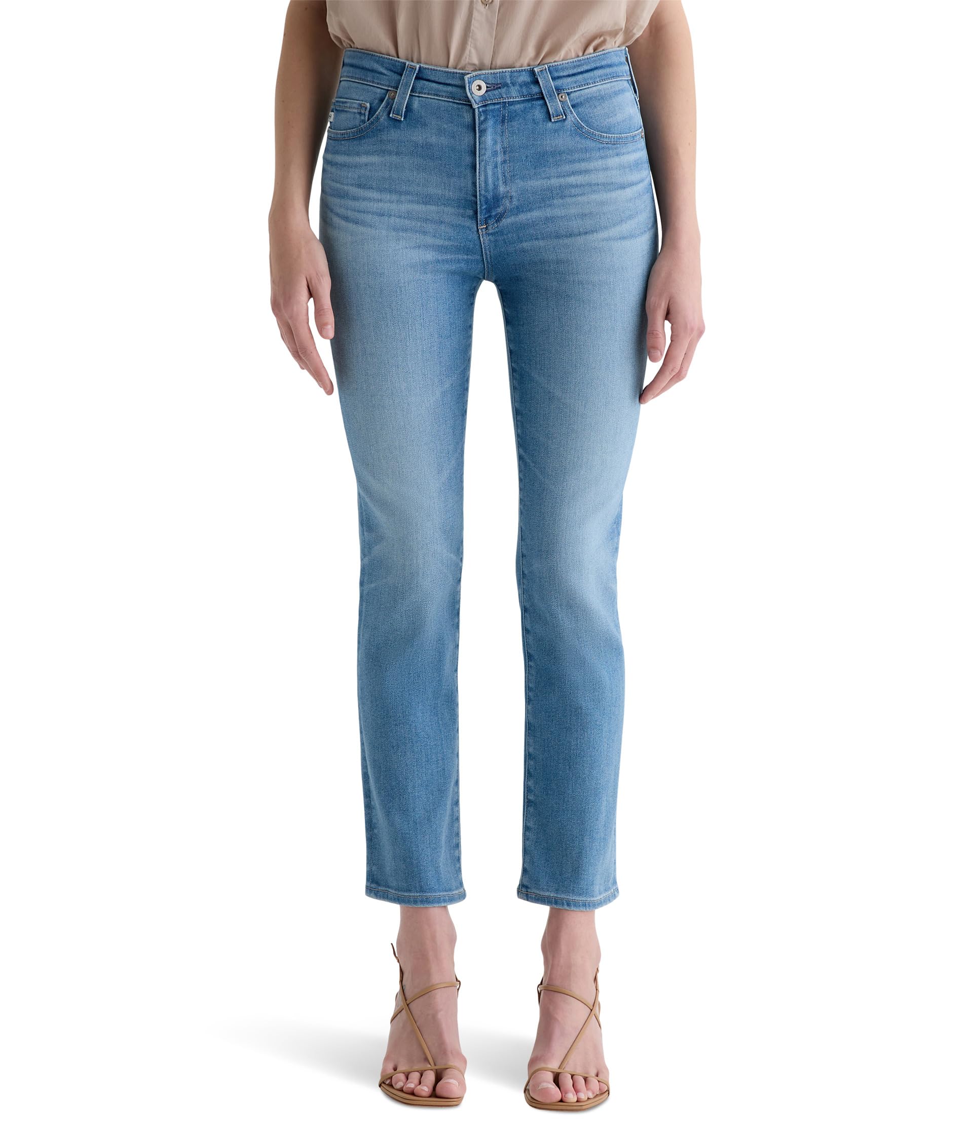 Женские укороченные джинсы AG Jeans Mari Mid-Rise Slim Straight Crop в цвете Atlantis