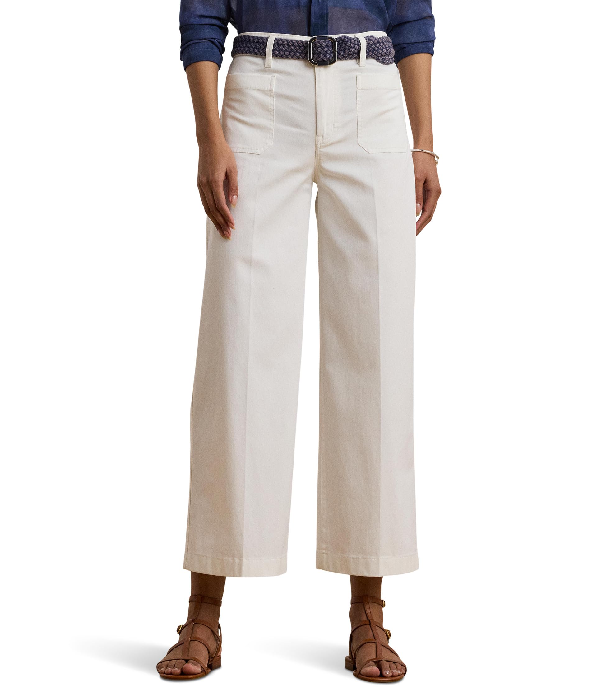 Stretch Chino Wide-Leg Cropped Pants