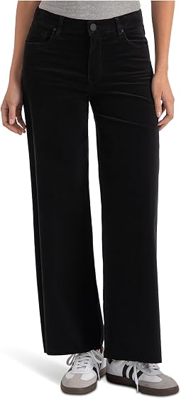 Meg High-Rise Fab Ab Wide Leg Raw Hem-Long Inseam in Black