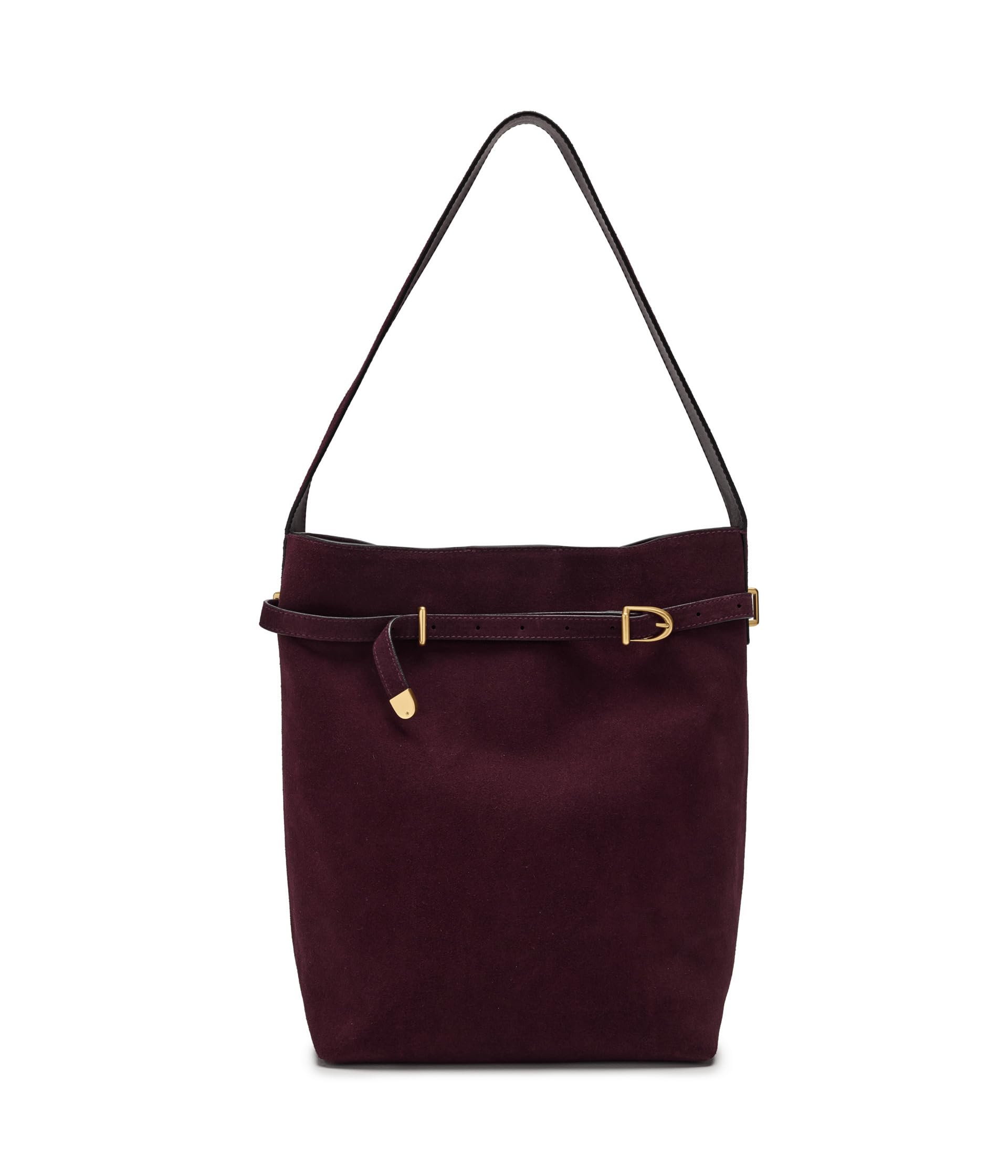The Essential Belted Bucket Tote in Suede