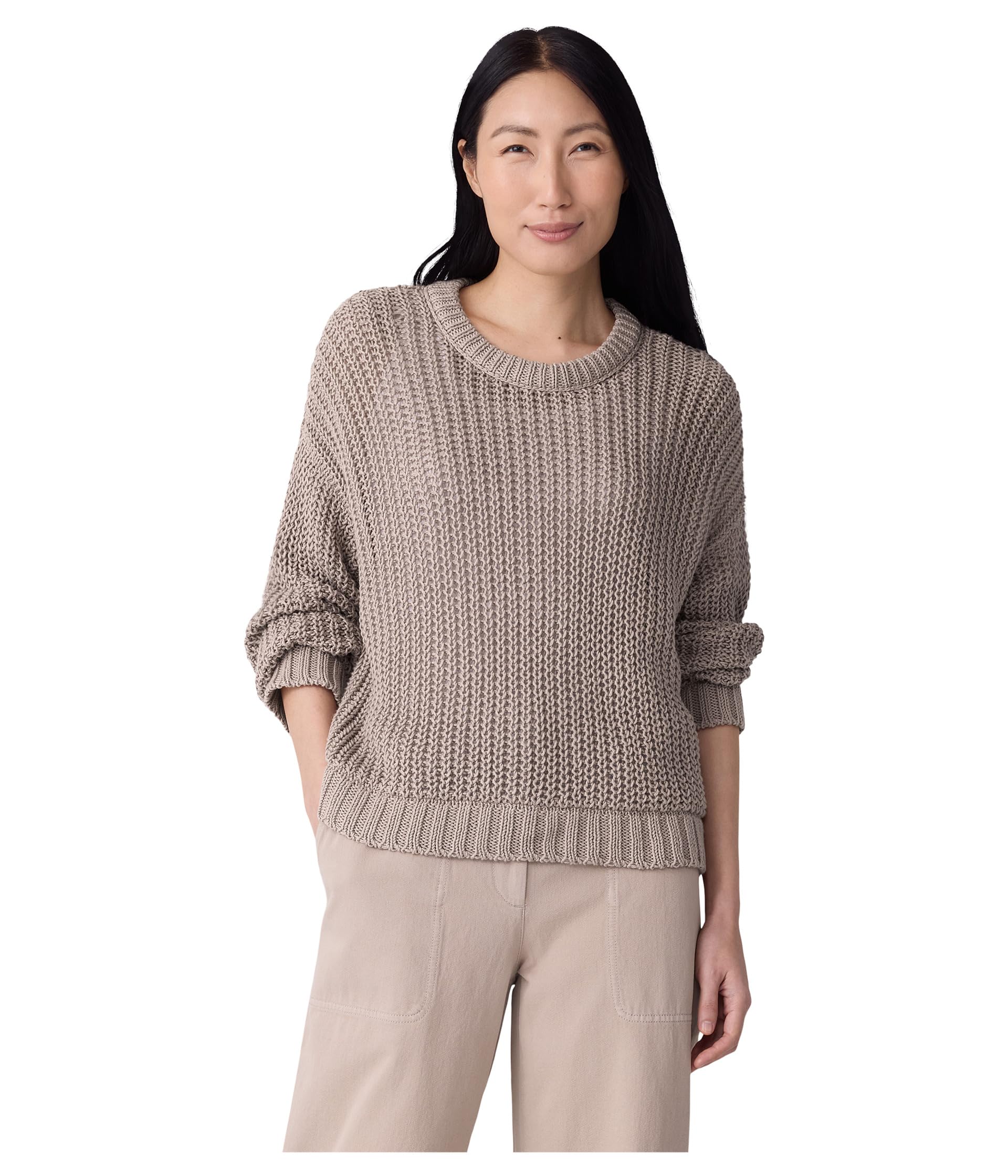 Свитер Eileen Fisher из перуанского органического хлопка с круглым вырезом