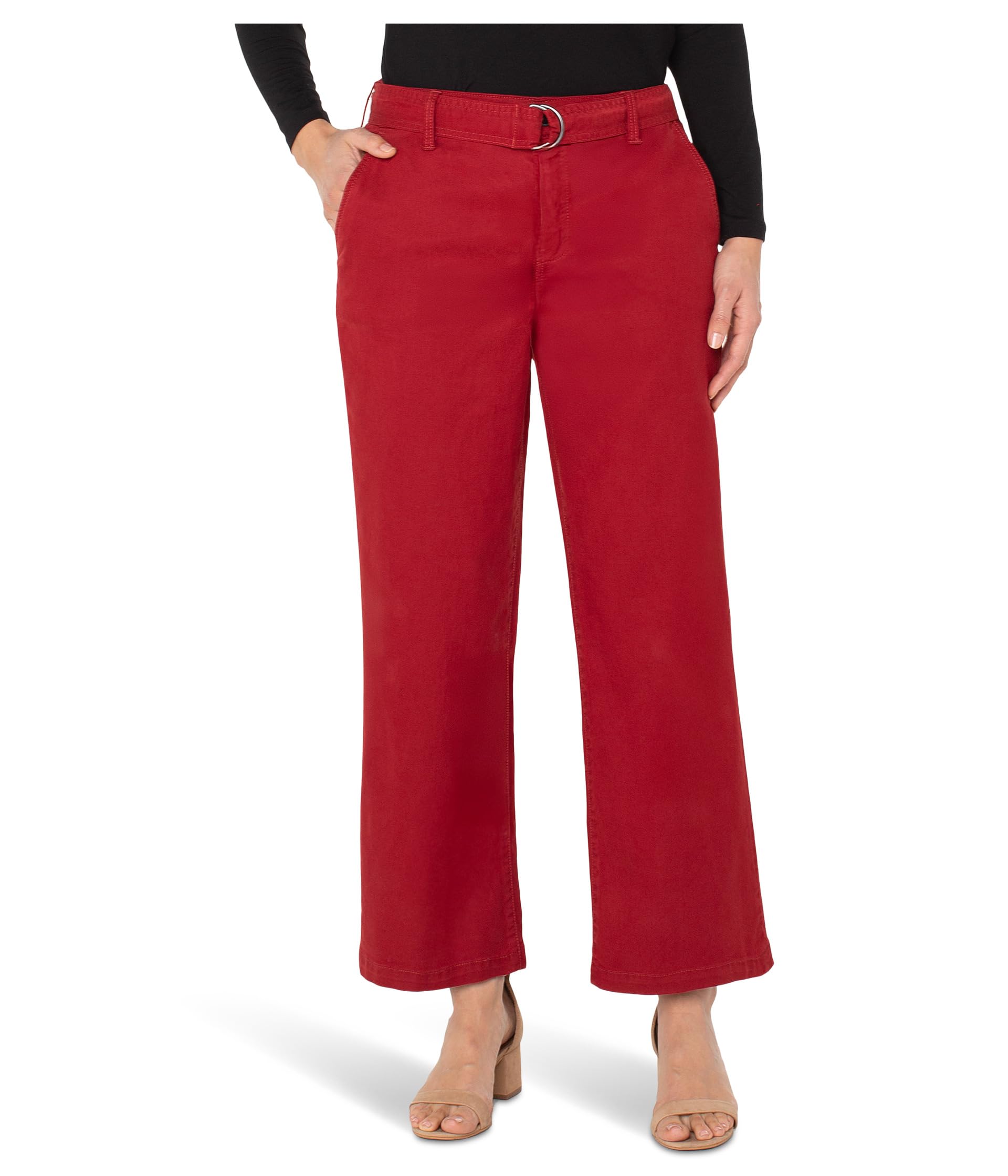 Stride Mid-Rise Wide Leg Pants w/ Self Belt