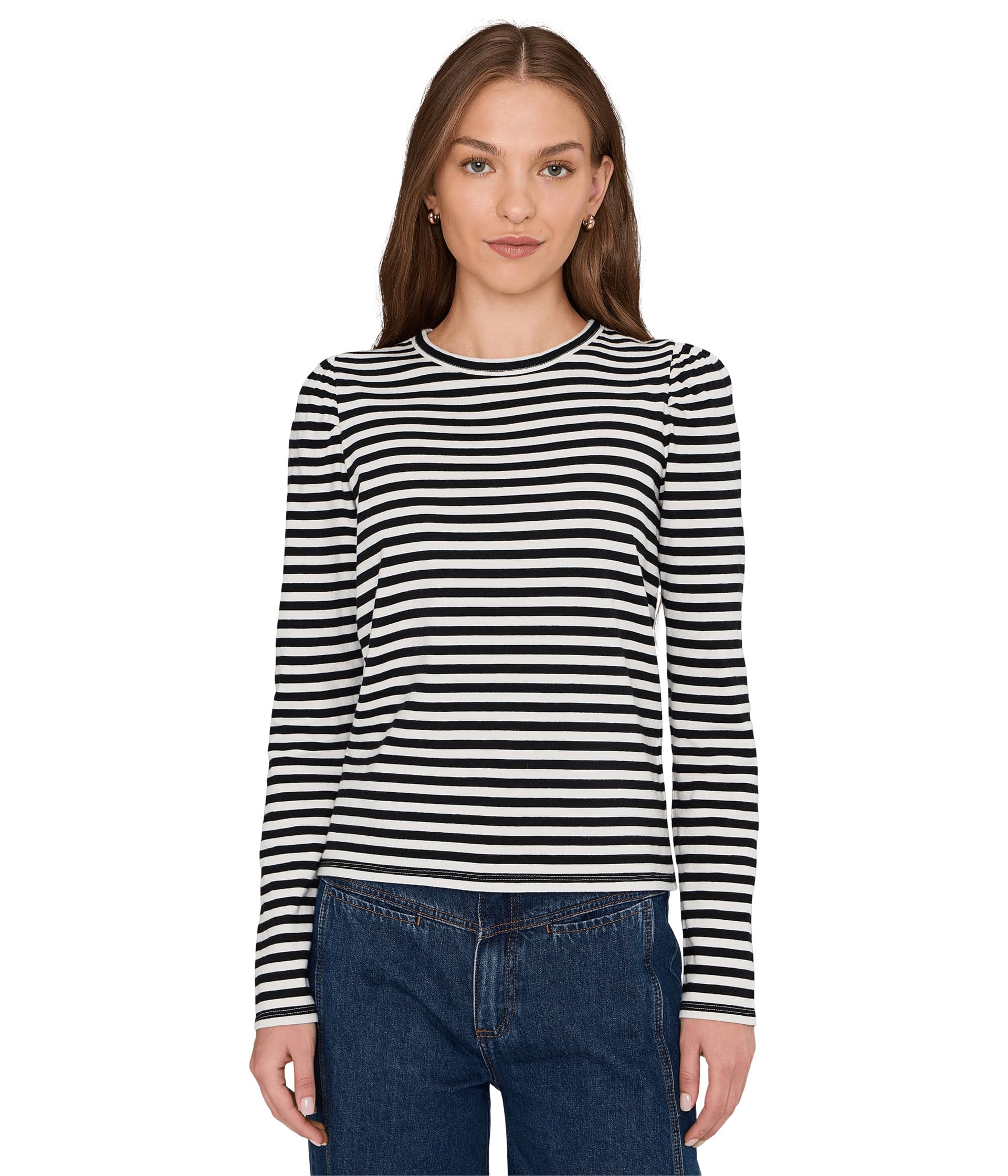 Easy Puff Sleeve Long Sleeve Stripe