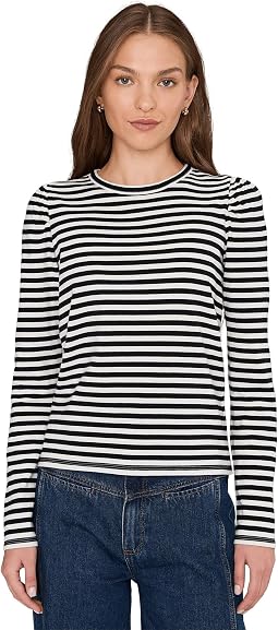 Easy Puff Sleeve Long Sleeve Stripe