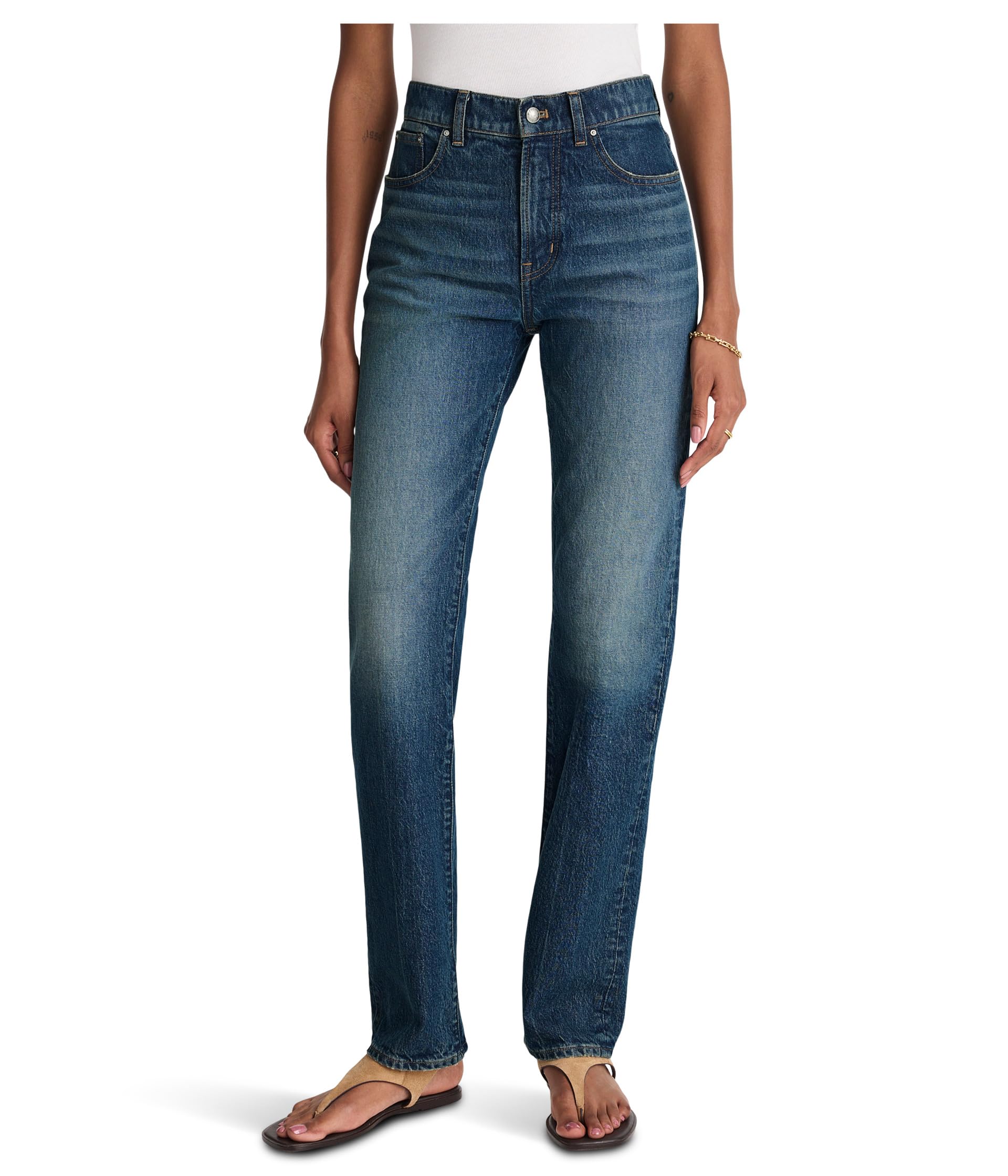 Madewell прямые джинсы Longline в цвете Greendale Wash