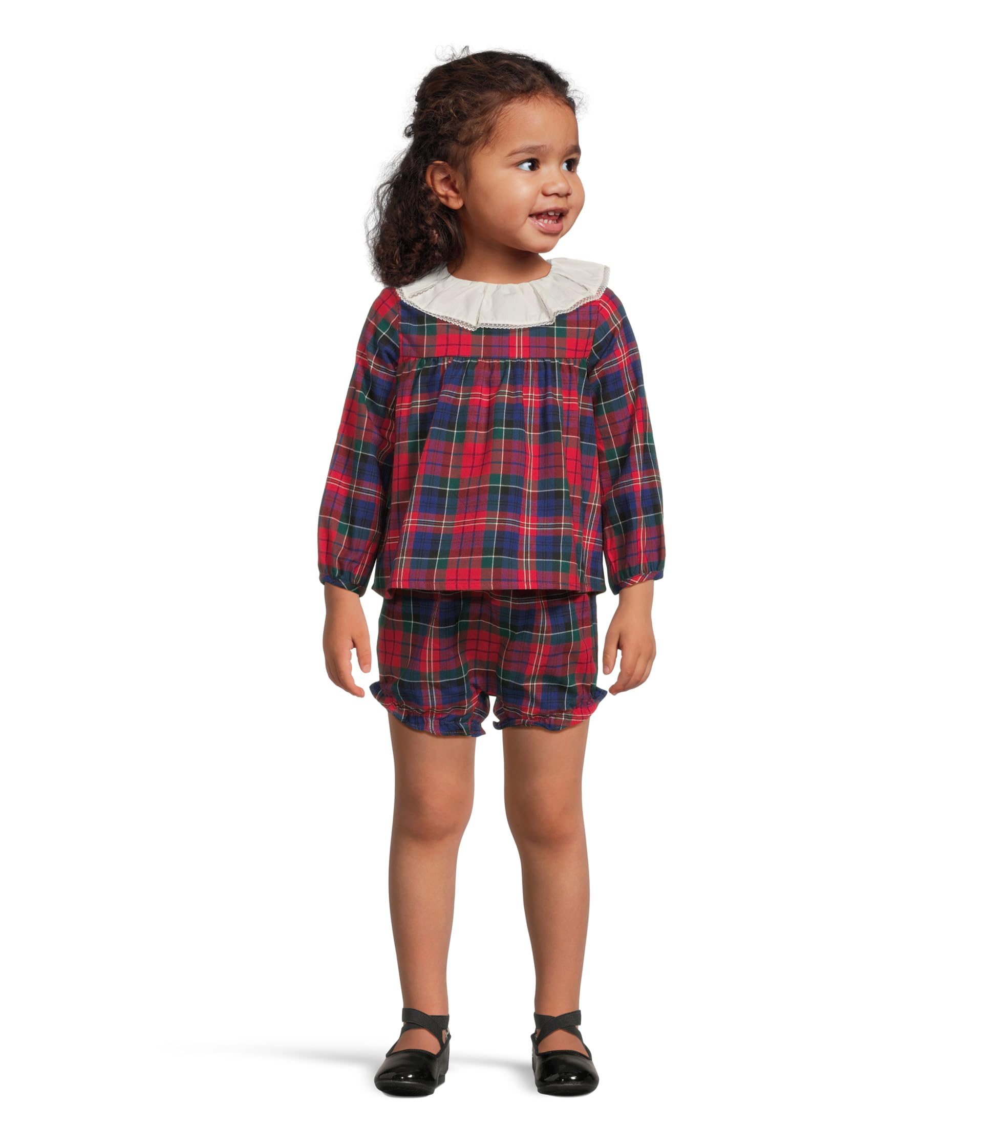 Janie and Jack Plaid Ruffle Collar Set Детский комплект