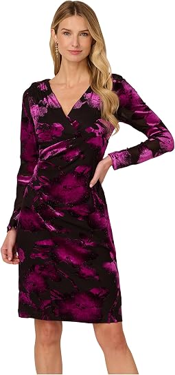Adrianna Papell Surplus Velvet Midi Dress Женский