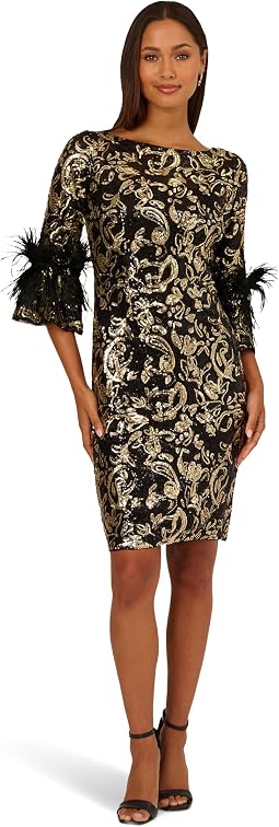 Sequin Emb Midi Dress