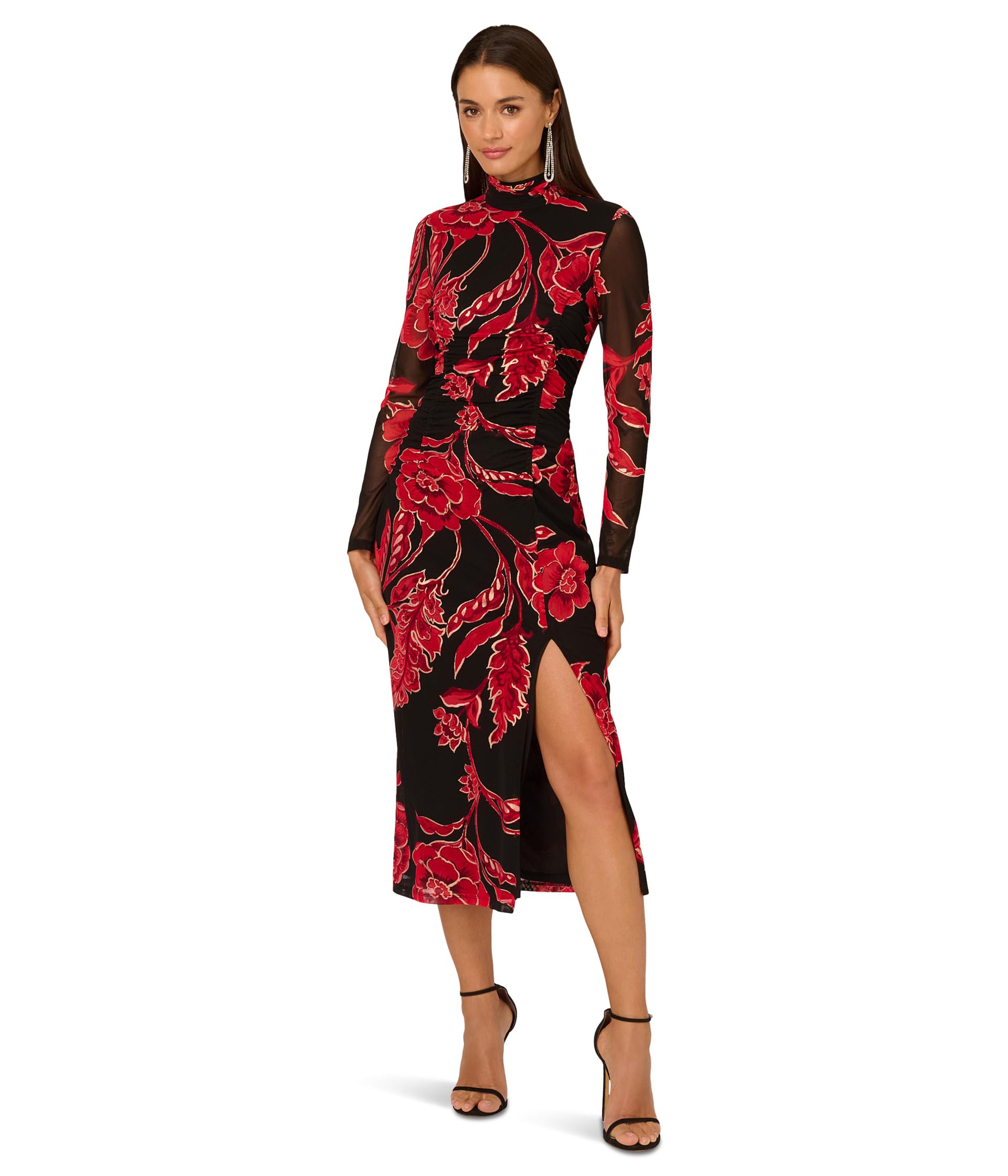Mockneck Ruched Maxi Dress