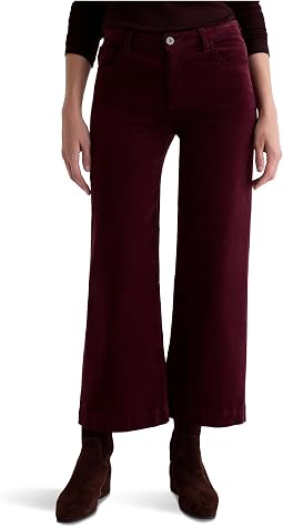 Saige Mid Rise Wide Leg Crop In Winery