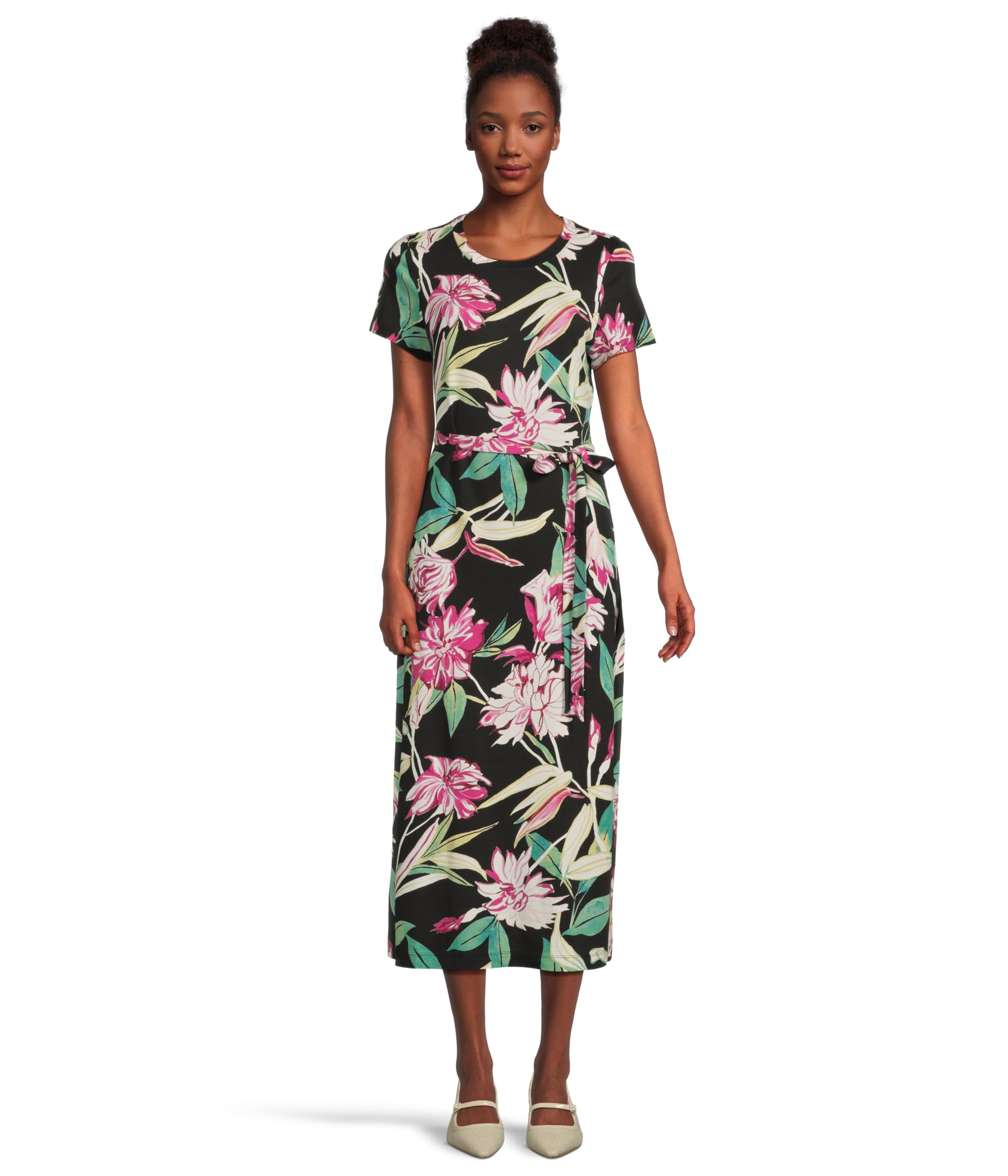 Twilight Bloom Short Sleeve Midi Dress