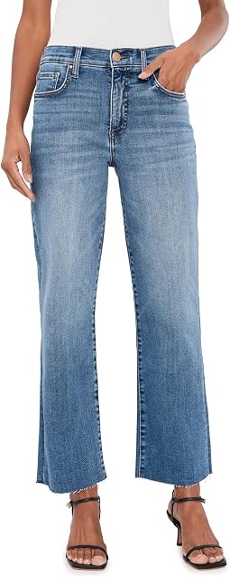 Джинсы Petite Avery High-Rise Fab Ab Easy Straight Leg Raw Hem