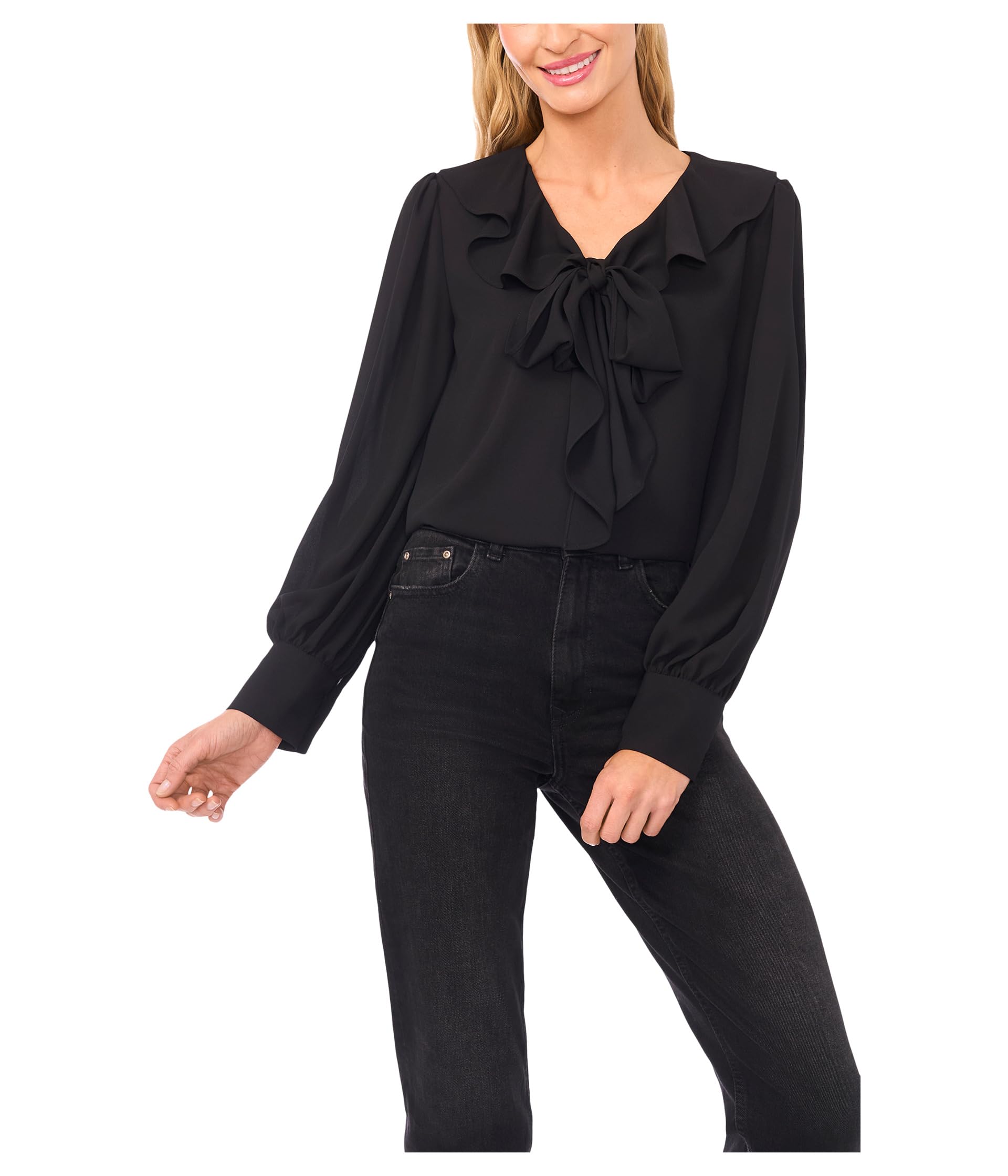 Женский топ Long Sleeve Ruffle Tie Neck CeCe