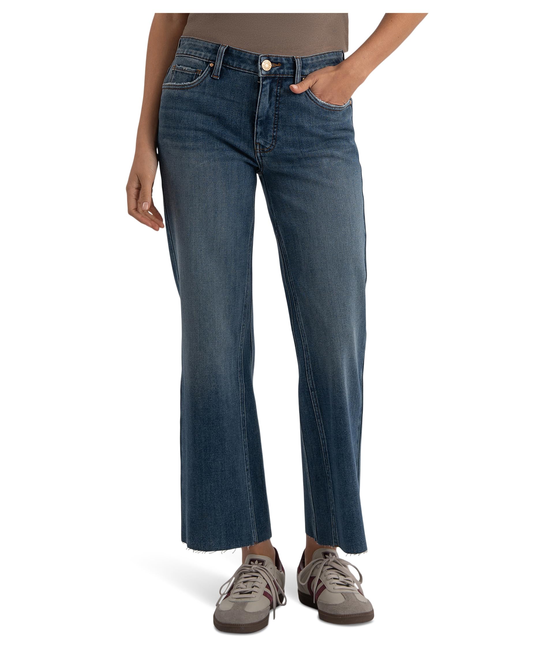 Petite Kelsey High-Rise Fab Ab Ankle Flare-Inset Leg