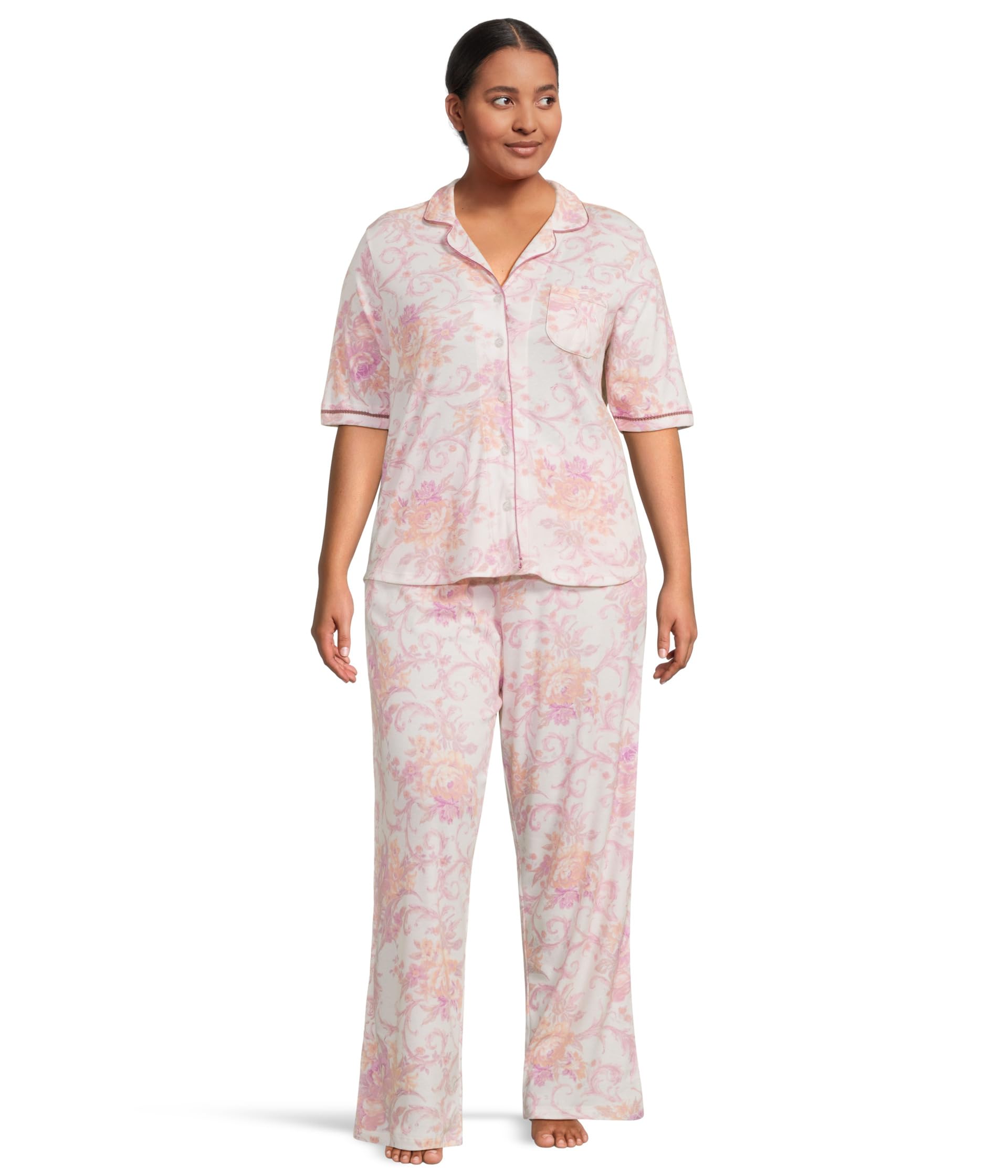 Женский комплект для сна Plus Size: Романтичные поля с кружевом