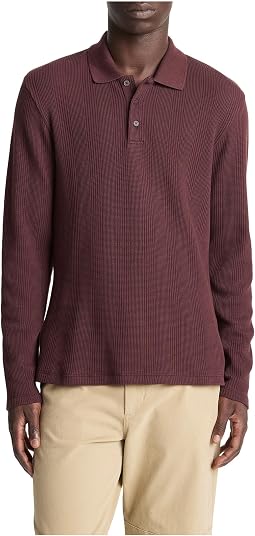 Variegated Texture Long Sleeve Polo