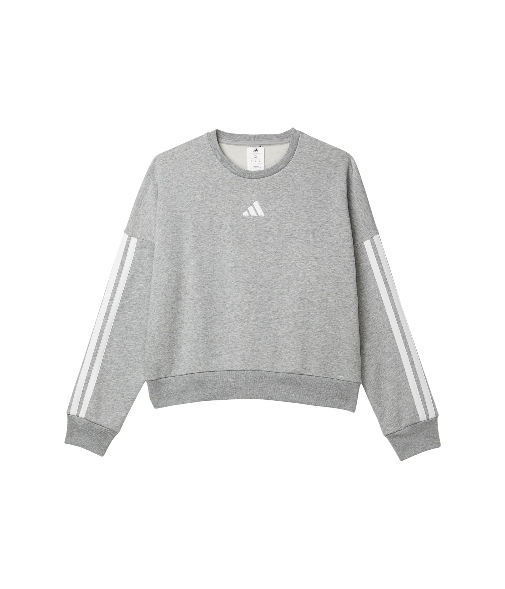 3-Stripes Crew Neck Heather Fleece Pullover (Big Kid)