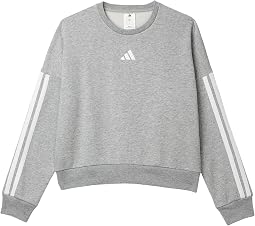 3-Stripes Crew Neck Heather Fleece Pullover (Big Kid)