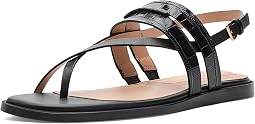 Black Crocodile Print Leather