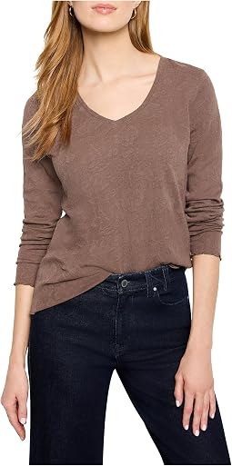 NIC+ZOE Lace Knit V-Neck T-Shirt женский топ