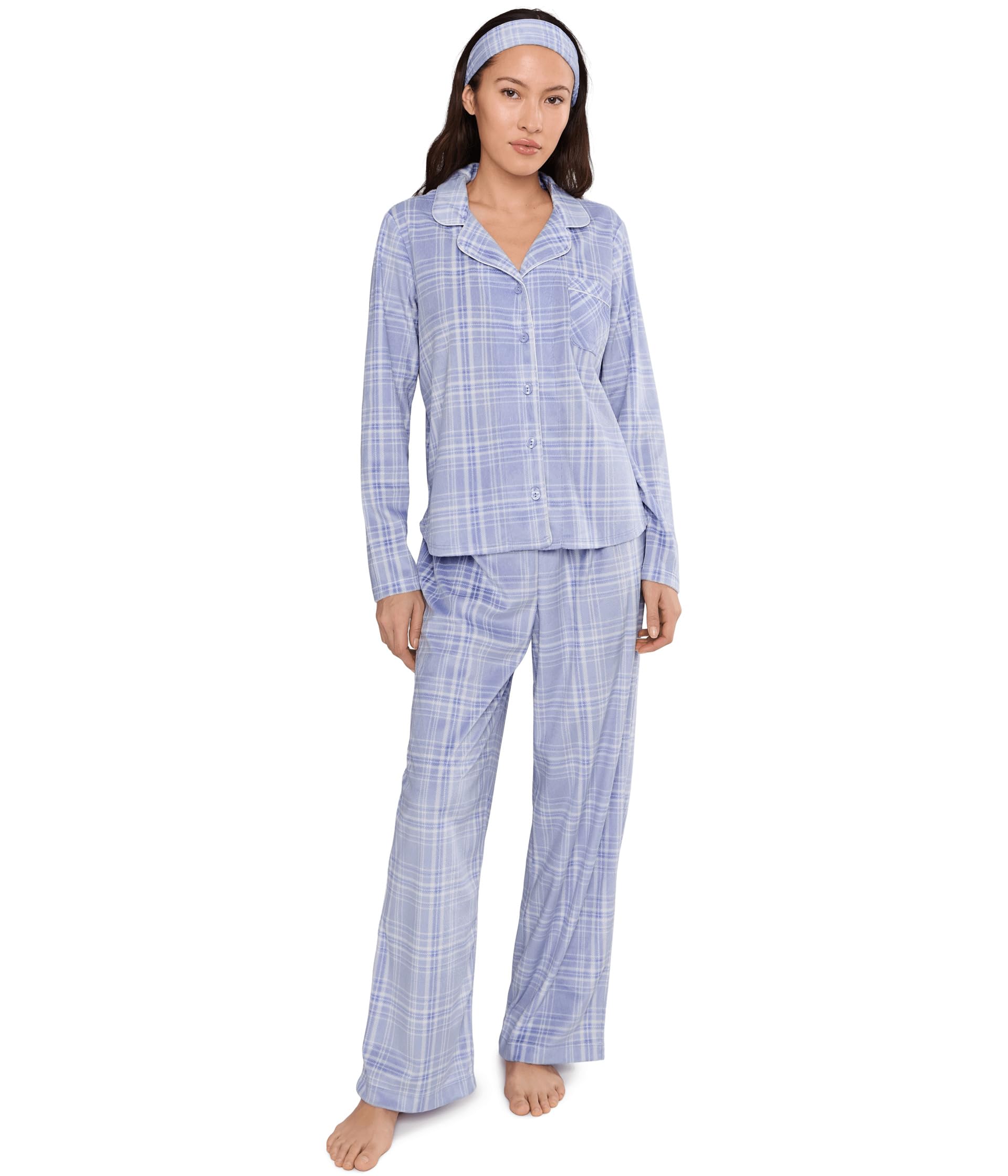 Petite Minky Fleece Long Sleeve Notch Top & Long Pants Set