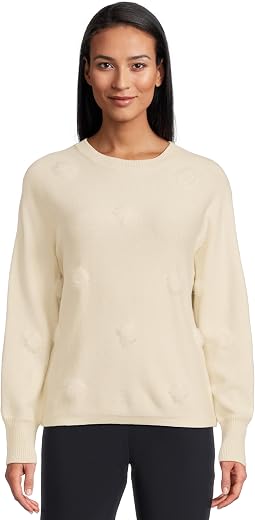 On the Dot - Long Sleeve Crew Neck Sweater with Fuzzy Dots