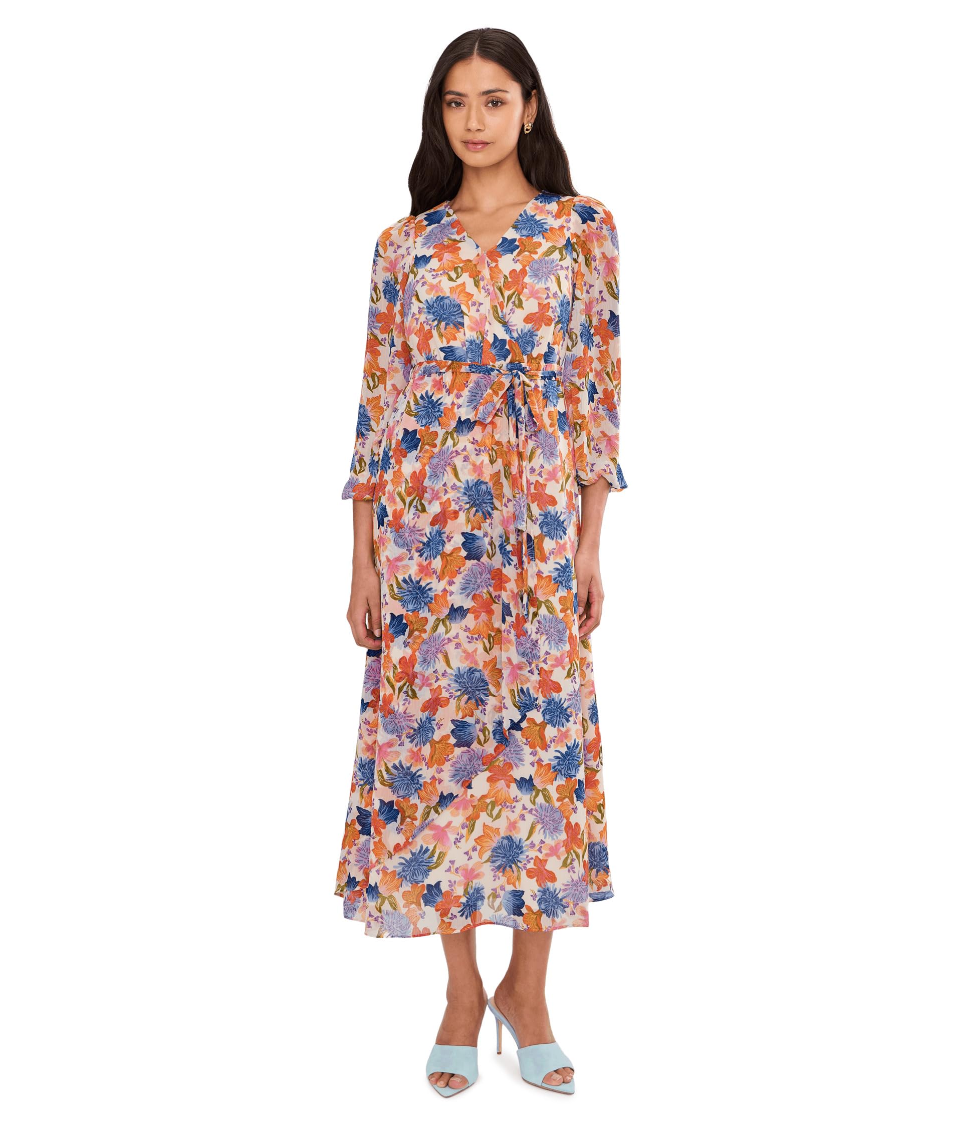 Wrap Front Bubble Sleeve Maxi