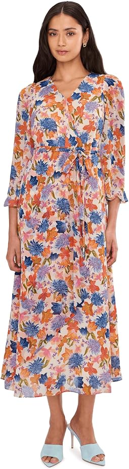 Макси-платье с рукавами-фонариками и драпировкой от Vince Camuto