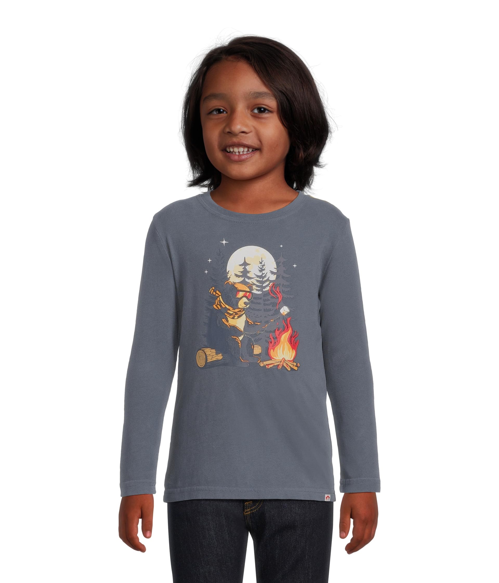 Детская футболка с принтом Bear Camping Graphic Long Sleeve Tee