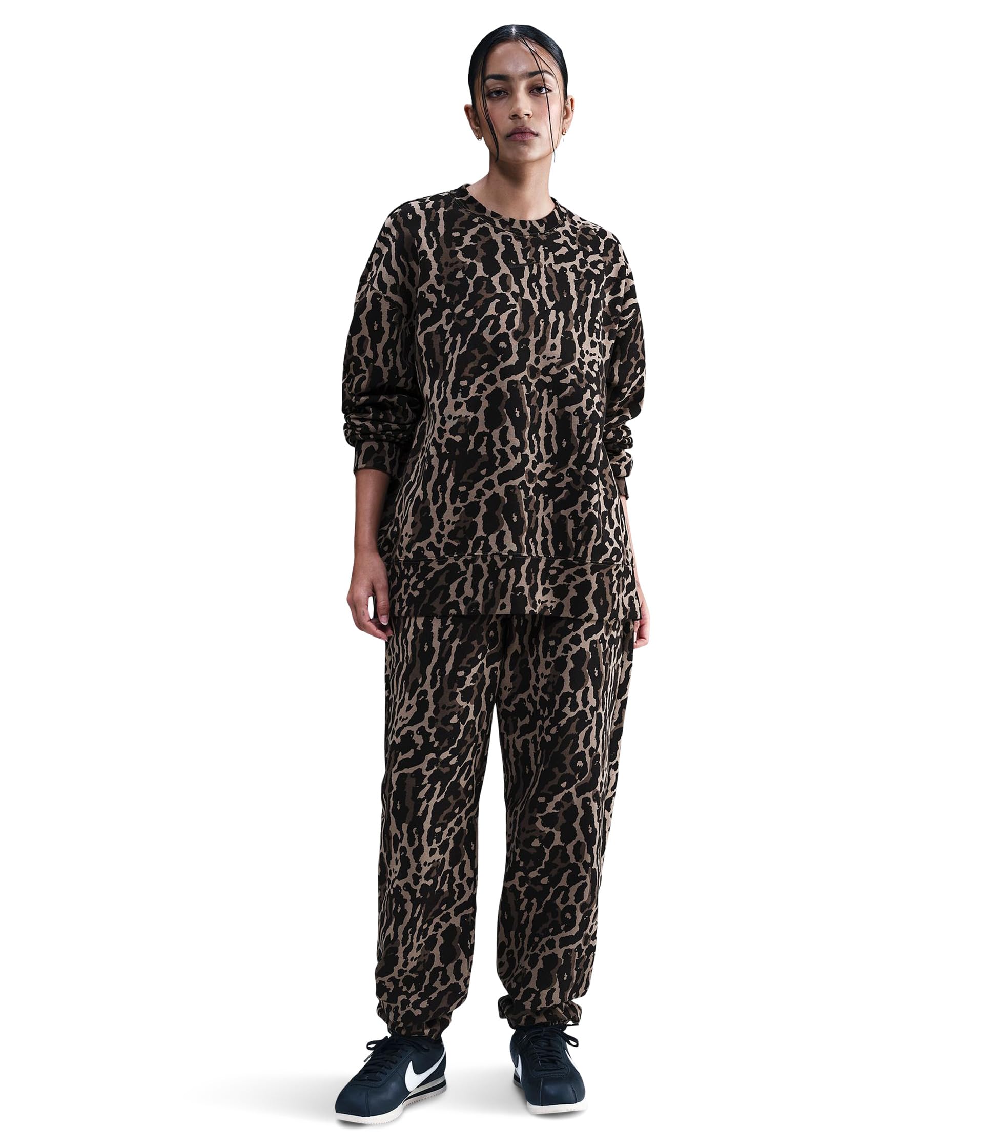 Спортивный флисовый топ Nike Phoenix Oversized All Over Print Crew