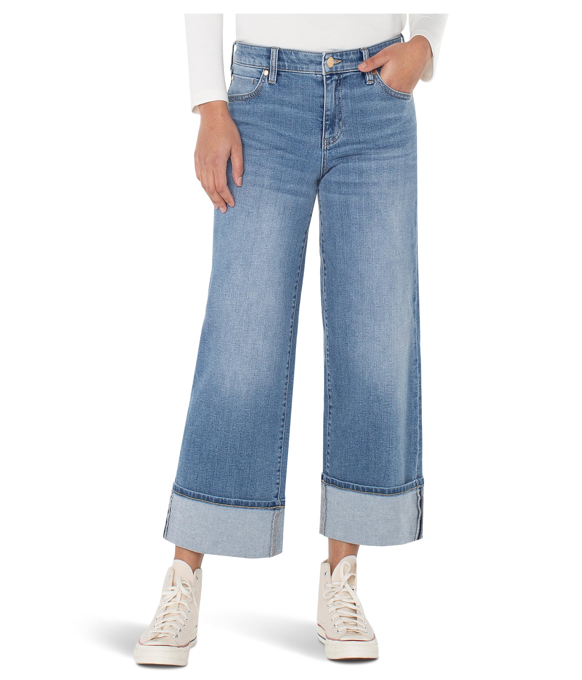 Morgan Mid-Rise Cuffed Wide Leg Jean 27'' Inseam