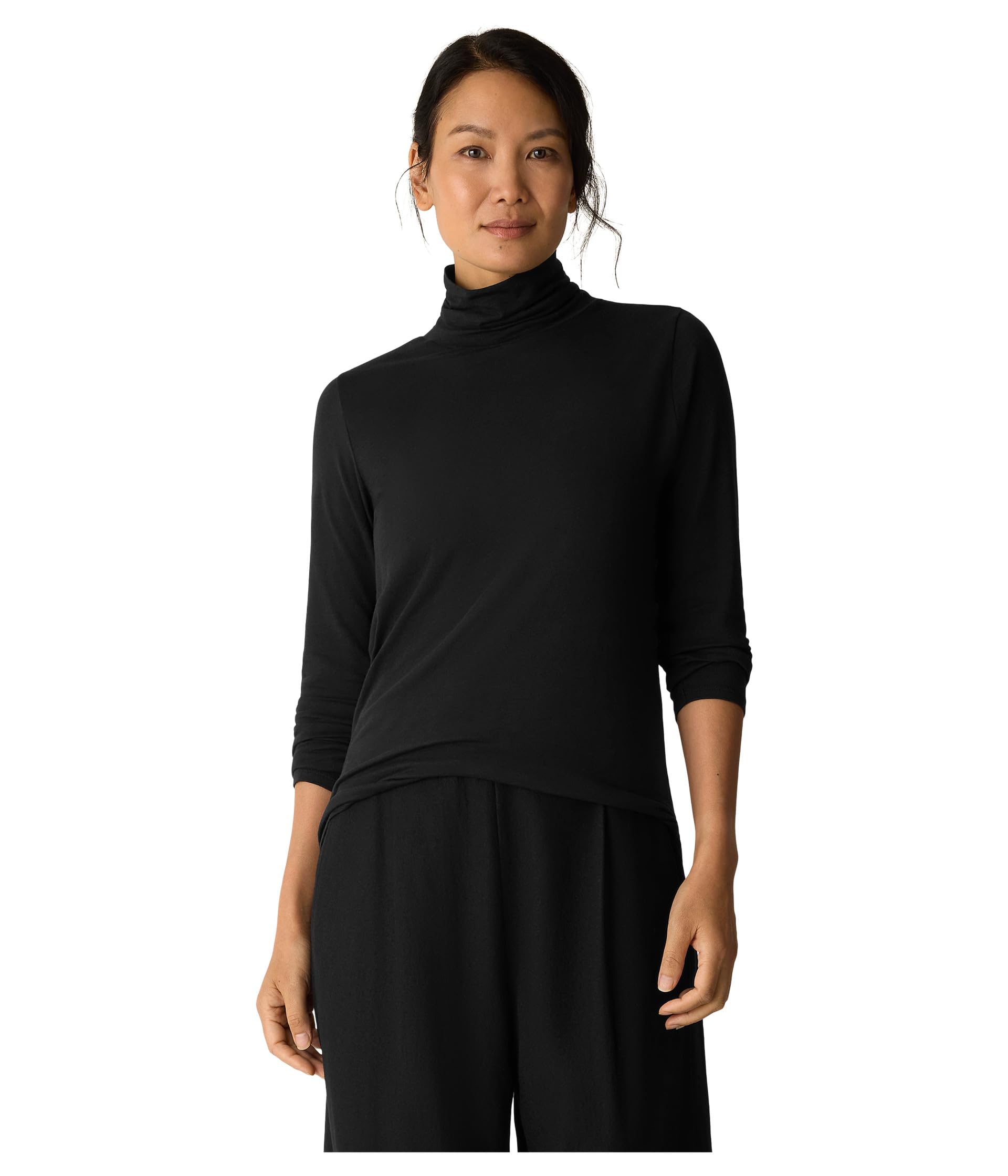 Sheer Knit Turtle Neck Top