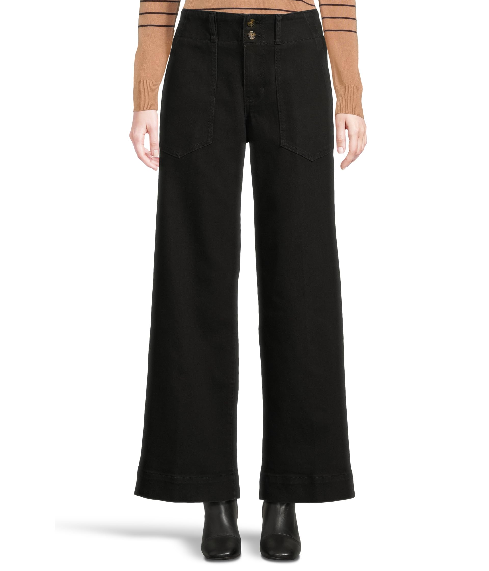Mid-rise Utility Patch Pocket Wide Leg Pants