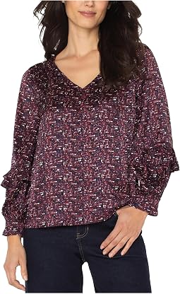 Блузка Long Sleeve Woven Blouse W/ Ruffles Liverpool Los Angeles Женская