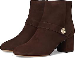 Spade Flower Suede Heeled Ankle Bootie