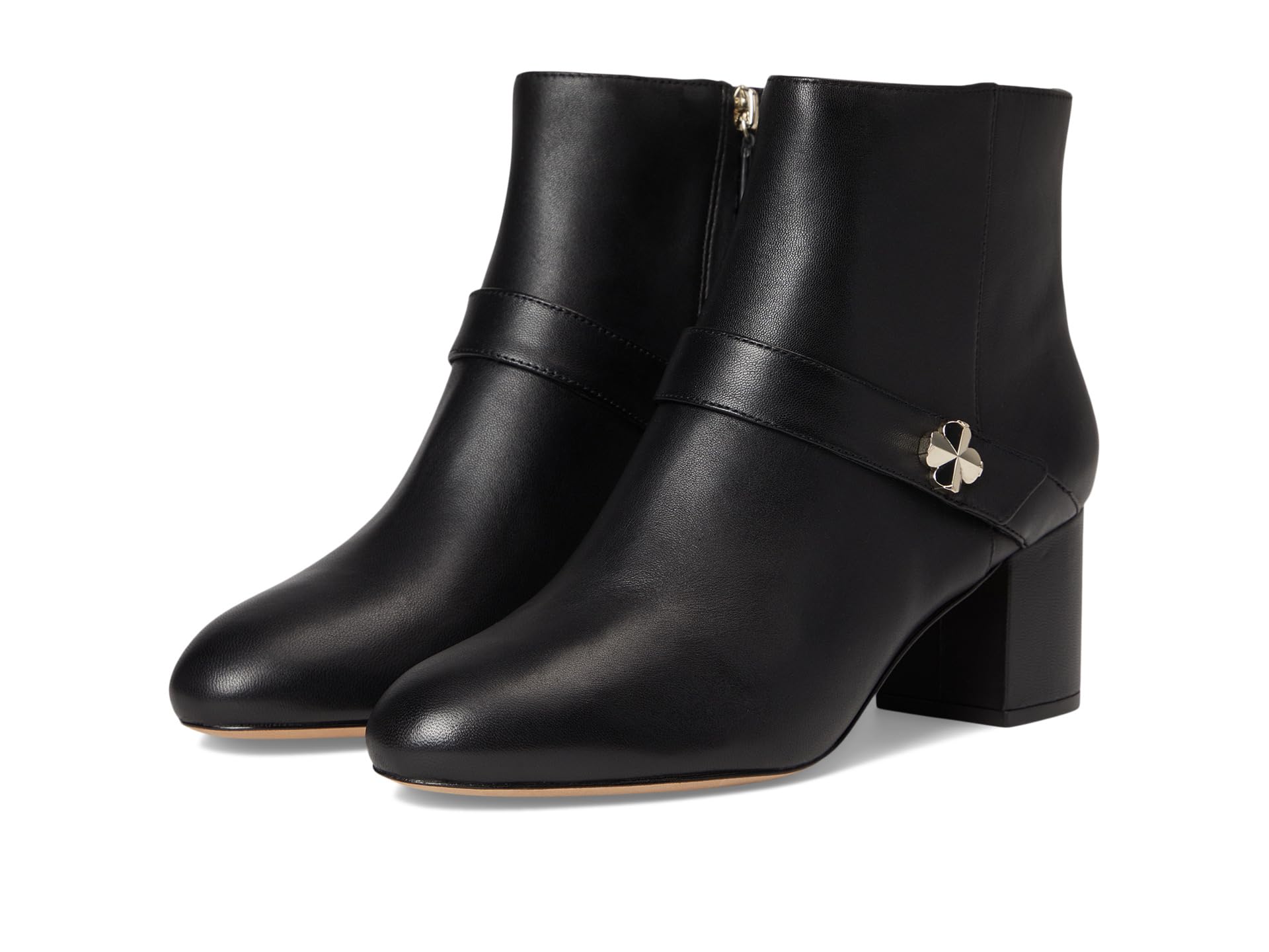 Spade Flower Smooth Leather Heeled Ankle Bootie