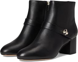 Spade Flower Smooth Leather Heeled Ankle Bootie