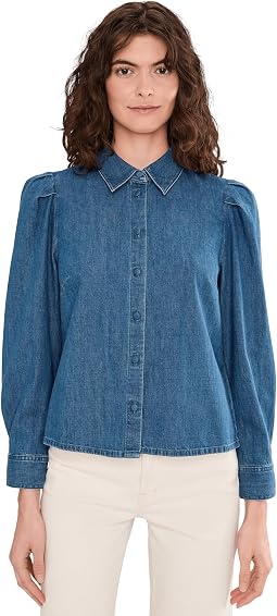 Приталенная рубашка Madewell с рукавами-фонариками в цвете Petersburg Wash