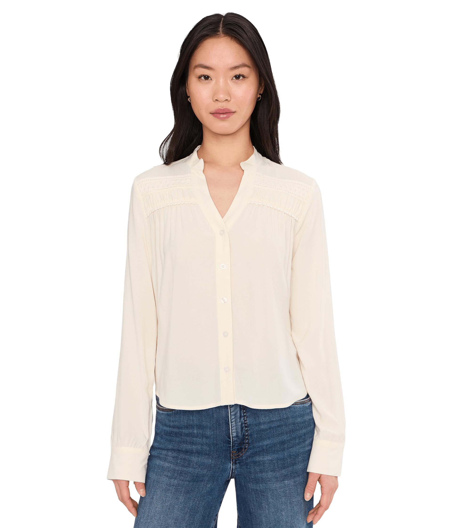 Adrie - Long Sleeve Top With Trim And Shirring