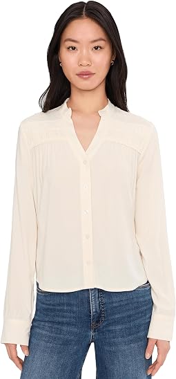 Adrie - Long Sleeve Top With Trim And Shirring
