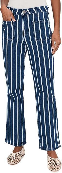 Kelsey-High-Rise Ankle Flare With Patch Pocket in Indigo/White