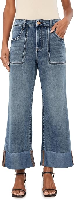 Meg High-Rise Wide Legs Roll Up Hem in Witted
